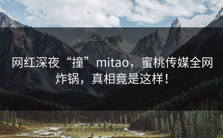网红深夜“撞”mitao，蜜桃传媒全网炸锅，真相竟是这样！