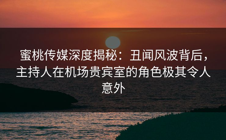 蜜桃传媒深度揭秘：丑闻风波背后，主持人在机场贵宾室的角色极其令人意外